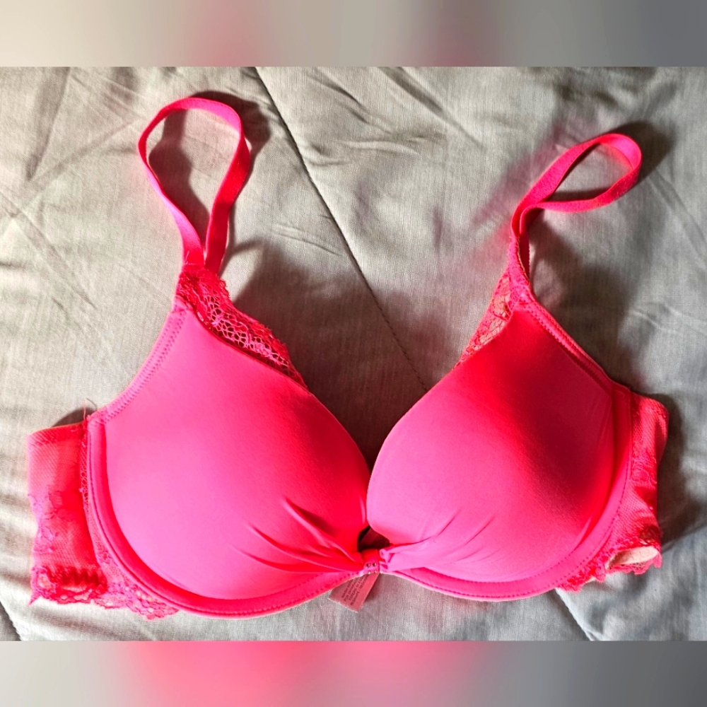 VICTORIA'S SECRET PADDED DEMI PINK VINTAGE BRA SZ 32B